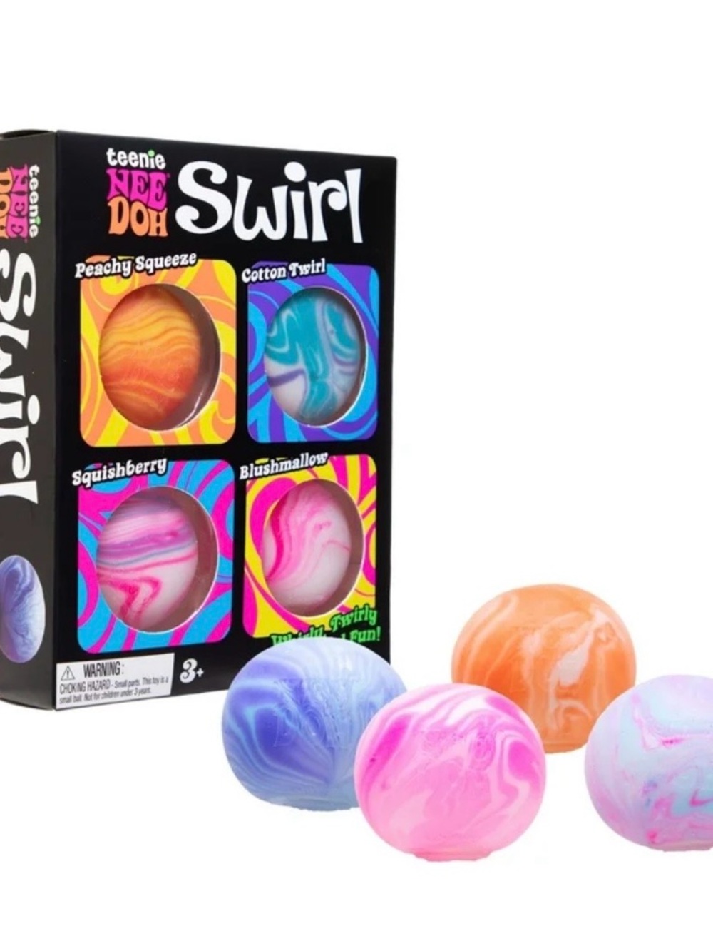 🆕- NeeDoh Teenie Swirl, Satisfying Sensory Toy, (4 Pack Multi Colors)